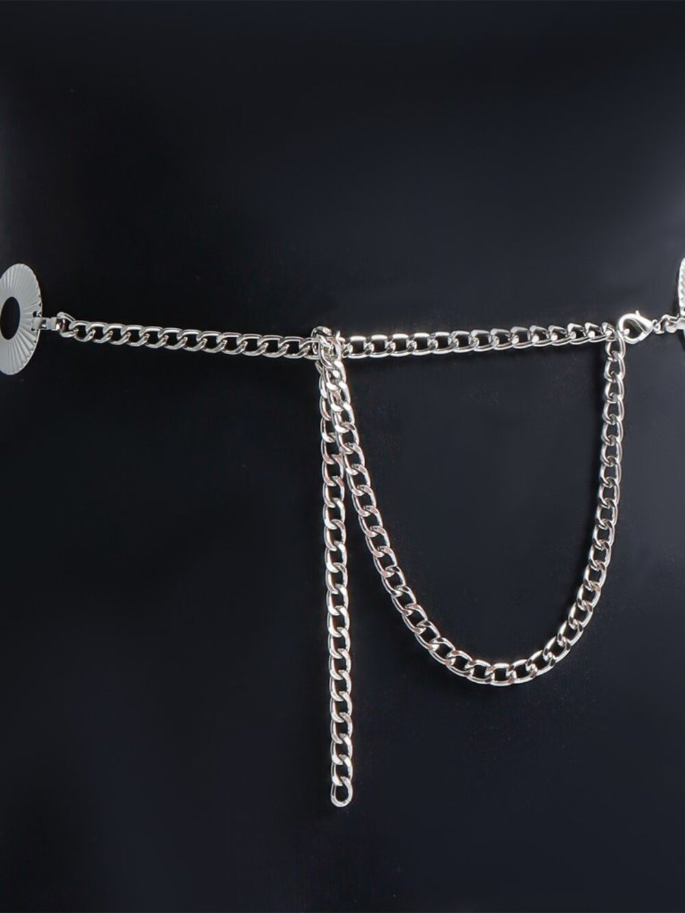 2/$30 NWT Silver Circle Chain Belt Sunburst Disco Layering Metal Waist Concho - Picture 7 of 8